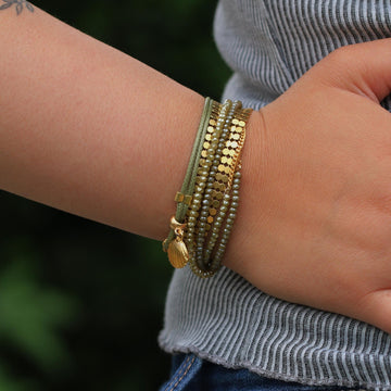 Wrap Bracelet for Women,Green Bracelet,Gold Bracelets for Women,Bohemian Jewelry,Boho Bracelets for Women,Handmade Jewelry,Gifts for Her